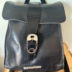 Dr. Martens Black Leather Backpack with Silver Buckle